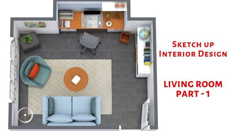 Interior Living Room Design using Sketchup - Part -1 (3D Model ) - YouTube