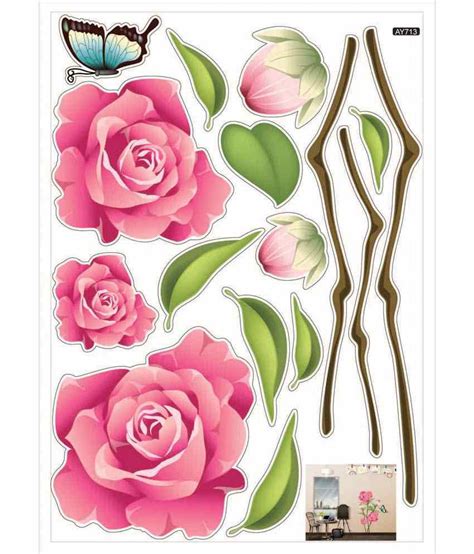 Decals Arts Pink Roses Wall Sticker - Buy Decals Arts Pink Roses Wall Sticker Online at Best ...