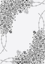 Floral Border Coloring Page Pages sketch template