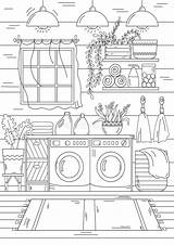 Coloring Page Of A Home Laundry Room With Washer And Dryer Stock  sketch template