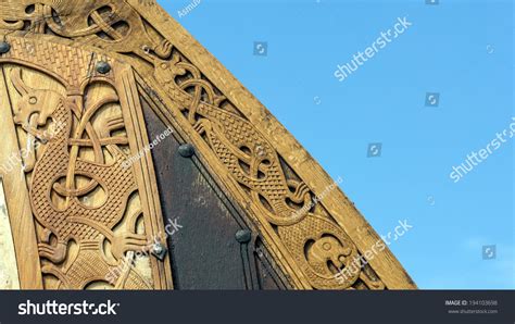 Viking Ship Wood Carving Ornaments From The Bow Stock Photo 194103698 ...