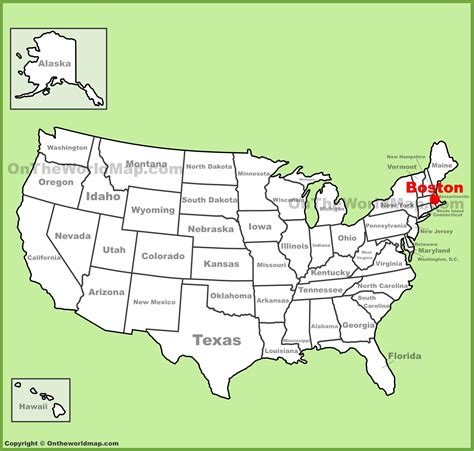 Boston location on the U.S. Map