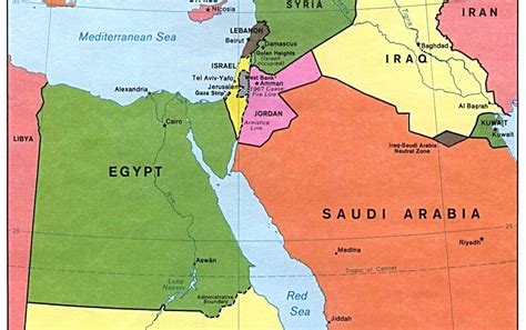 Kaart topografie landen Midden-Oosten: Kaart Midden-Oosten Israel en ...