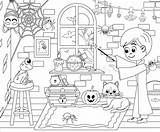 Wizard Is Conjuring Frog Coloring Page Halloween Black And White  sketch template
