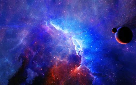 Online crop | blue and red abstract painting, space, space art, planet, nebula HD wallpaper ...