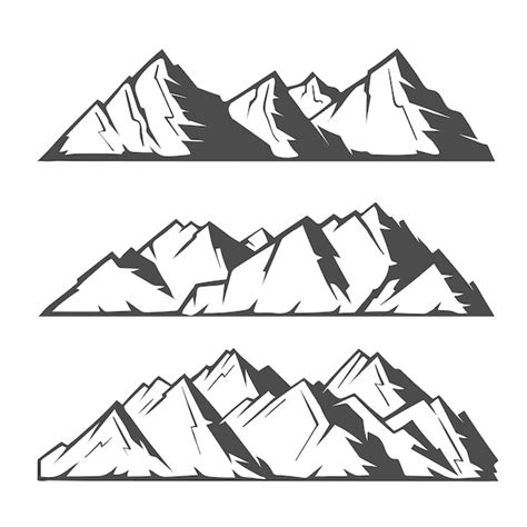 Hand Drawn Mountain Outline Illustration - HD Stock Images