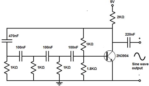 Circuito generador de onda sinusoidal con un transistor. | Sine wave ...