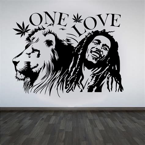 Bob Marley Lion Zion "One Love Vinyl Wall Decal | Arte de bob marley ...