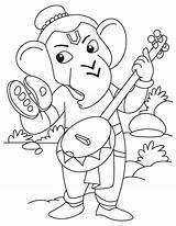 Lord Ganesha With Sitar Coloring Page Download Free  sketch template