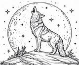 Coloring Page Of A Wolf howling At The Moon Download Or Print For Free sketch template
