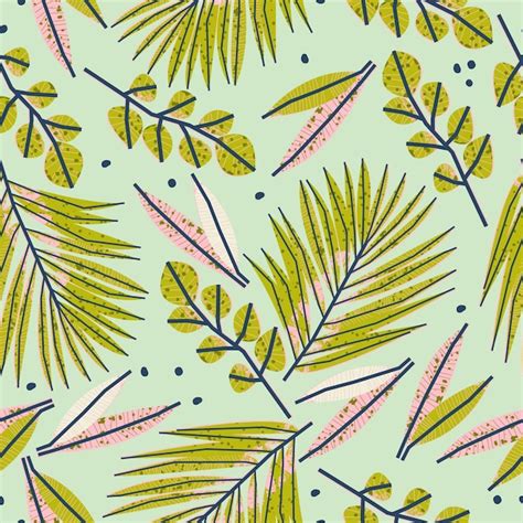 Premium Vector | Stylish seamless pattern background illustration with tropical leaves vector print