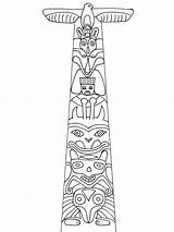 Totem Pole Coloring Drawing Poles Pages Native American Clipart Clip  sketch template