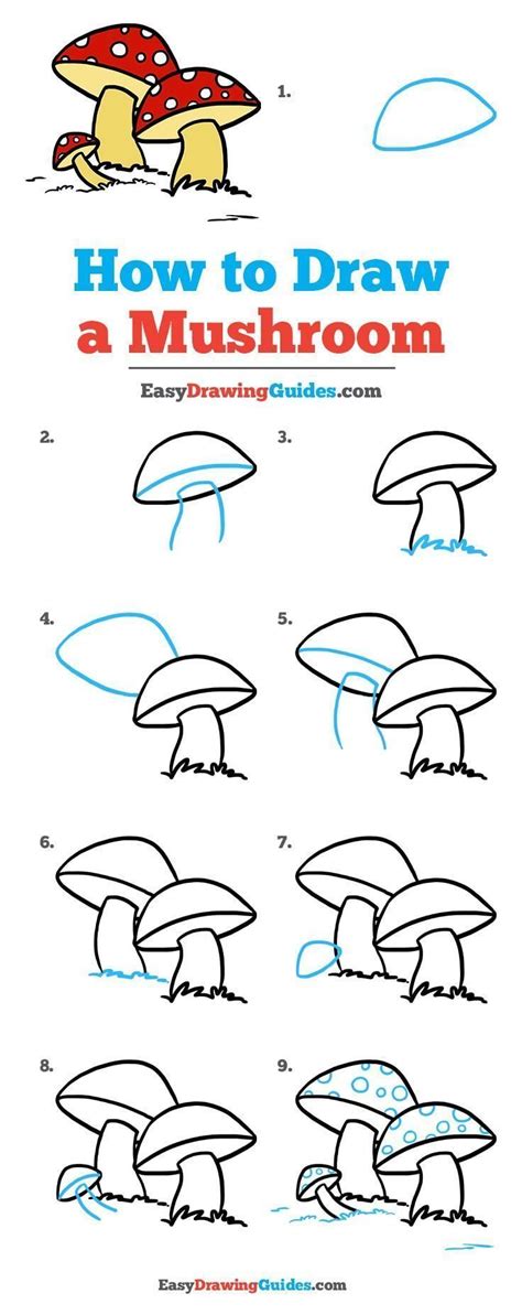 How to Draw a Mushroom | Mushroom drawing, Drawing tutorials for kids ...