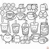 Tea Bubble Coloring Pages Drawing Sweet Treats Kawaii Cute Printable  sketch template