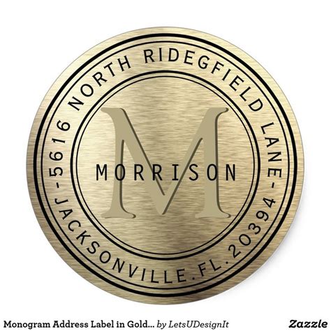 Monogram Address Label in Gold Metal | Zazzle | Monogram initials, Monogram stickers, Address labels