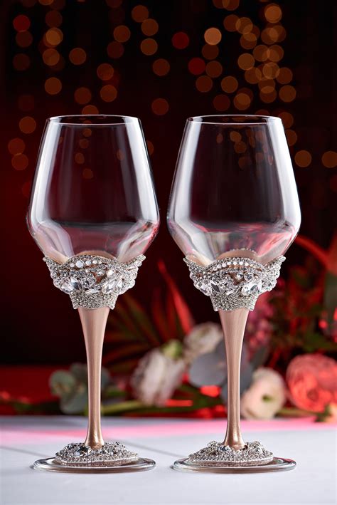 Wedding wine glasses ivory champagne set of 2 glasses | Etsy