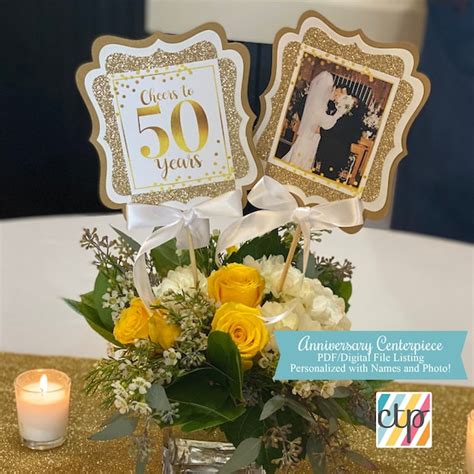 Golden Anniversary Centerpiece, Printable, 50th Anniversary Party ...