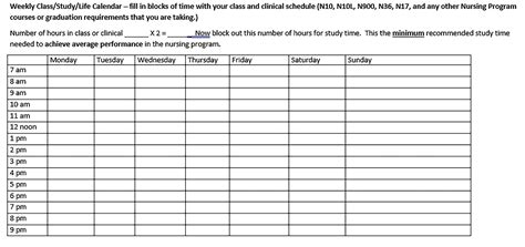 Nurse Schedule Template Sample