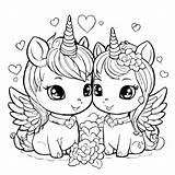 Download Cute Unicorns In Love Coloring Pages Online  Creative Fabrica sketch template