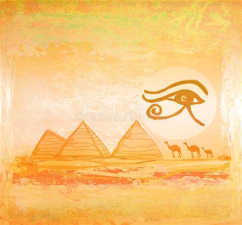 Egypt symbols and Pyramids stock illustration. Illustration of desert ...