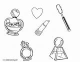 Makeup Coloring Pages With Heart  Free Printable sketch template