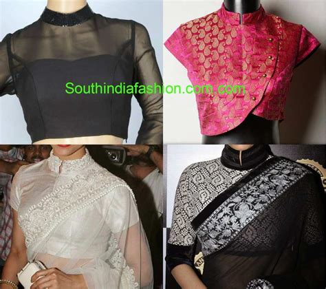 Stand Collar Neck Blouse Designs – South India Fashion