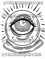 All Seeing Crystal Ball Coloring Page Printable Adult  sketch template