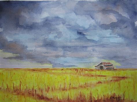 Farmland Print Of Original Watercolor Painting landscape