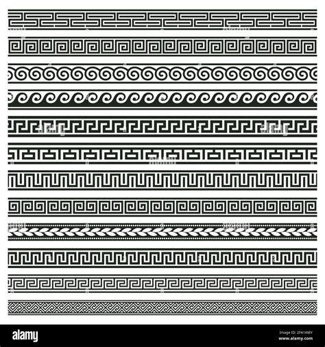 Ancient greek borders. Greek roman meander and wave decorative seamless patterns vector ...