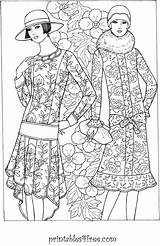 Art Nouveau  Detailed Fashions To Colour sketch template