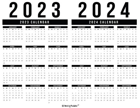 2023 2024 Calendar Free Printables - World of Printables