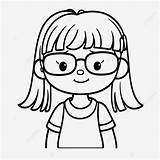 Gadis Kartun Dengan Halaman Mewarnai Kacamata Untuk Anak Gambar  sketch template