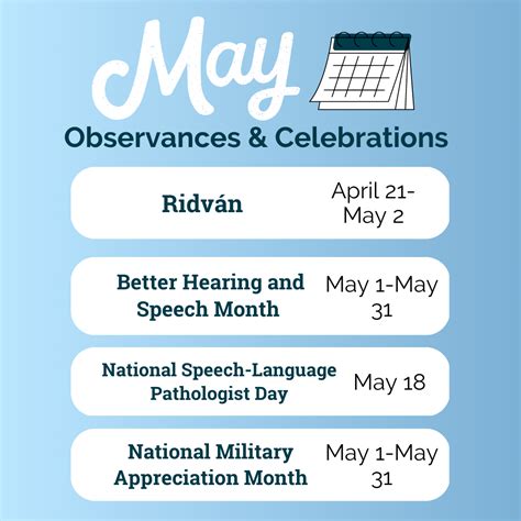 May Observances and Celebrations | Department of Health Sciences