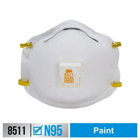 3M 8511 N95 Disposable Respirator with Cool Flow Valve (10-Pack ...