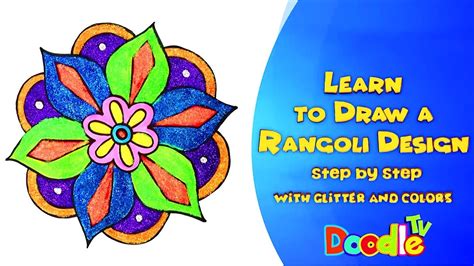 Glitter and Colorful Diwali Rangoli 2019 | How to Draw Easy Rangoli Design step by step DoodleTV ...