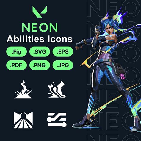 Valorant Neon Agent Abilities Icons SVG PNG EPS Pdf Figma Vector Logo for Gaming Enthusiasts and ...