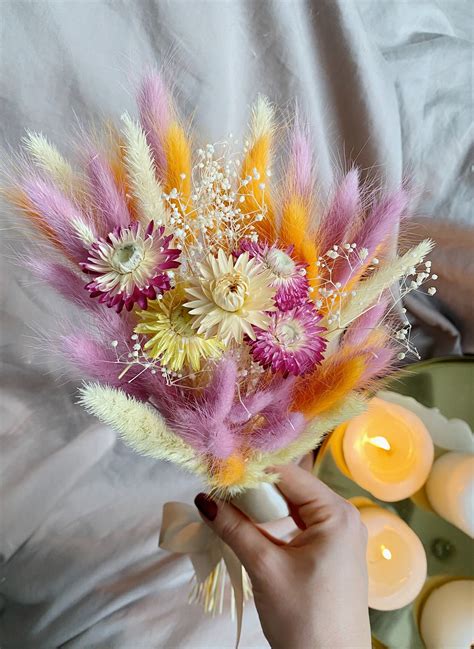 Mini Dried Flowers Bouquet Bunny Tails Fall Wedding Bouquet - Etsy