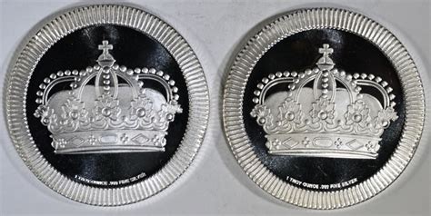 2-SILVERTOWNE STACKABLE CROWN 1oz SILVER ROUNDS