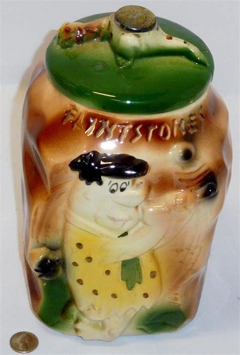 Lot - Original 1960's Fred Flintstone / Dino American Bisque Pottery Company Cookie Jar