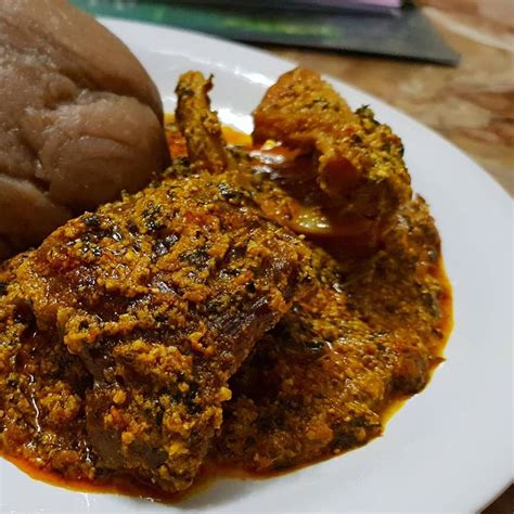 AMALA AND BITTERLEAF EGUSI SOUP.