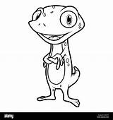 Gecko / Lizard Chameleon Illustration For Children And Kids Coloring  sketch template