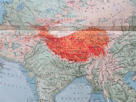 ASIA PHYSICAL MAP 1936 Himalayas India Russia China Japan large Italian ...