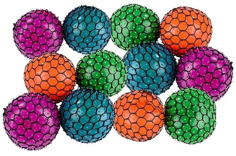 Kicko Colorful Mesh Squish Ball - Stress Reliever Squishy - Therapy ...