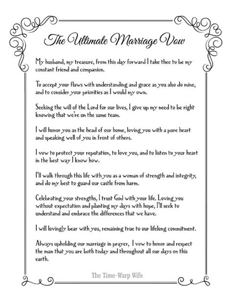 Free Printable – The Ultimate Marriage Vow – Time-Warp Wife