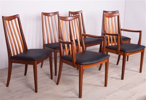 Set of 6 Mid Century Teak & Leather Dining Chairs by L. Dandy for G-Plan, 1960s | #136524