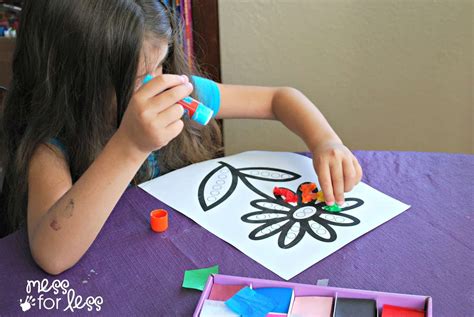 Tissue Paper Flower Art Activity - Mess for Less