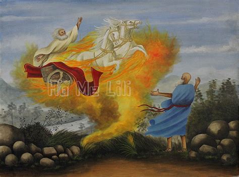 Elijah taken up into Heaven in the Chariot of Fire Wood Print by ...