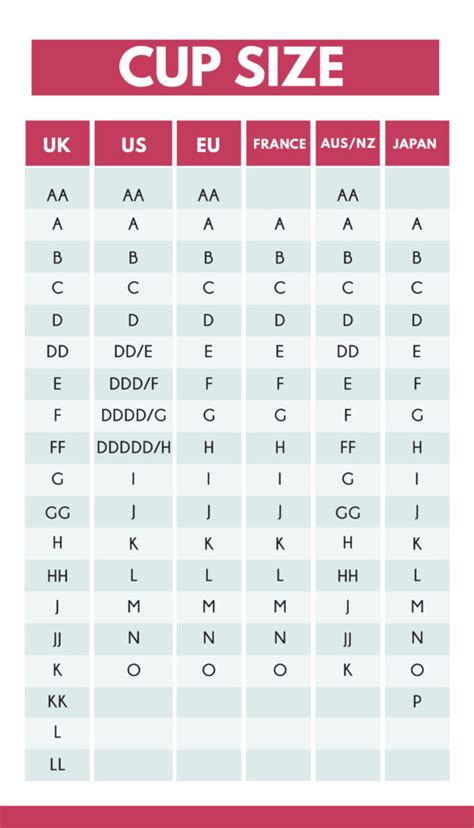 Different Bra Cup Size Chart