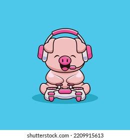 Cute Pig Gamer Logo Characters Stock Vector (Royalty Free) 2209915613 | Shutterstock