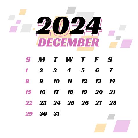 December 2024 Calendar Transparent Design Vector, December 2024 ...